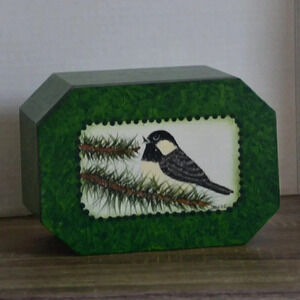 Hand painted bird wood  box